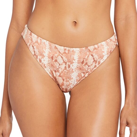 Vitamin A 'Midori' Snake-Print Hipster Bikini Bottom, Sand - Picture 1 of 2